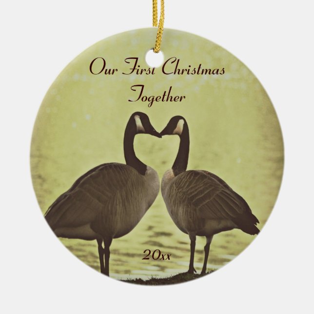 Adorable Geese Our First Christmas Ornament (Front)