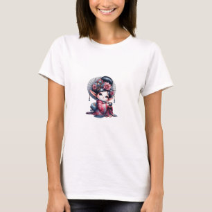 Adorable Geisha Gnome Illustration T-Shirt