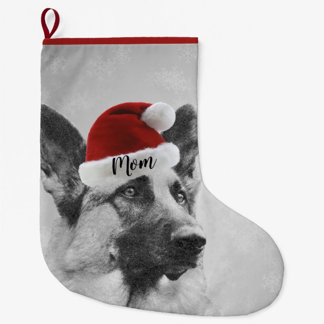 Adorable German Shepherd Christmas Stocking (Front)