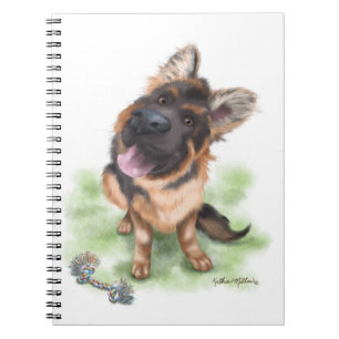 Adorable German Shepherd Puppy Cartoon Notebook