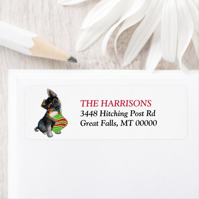 Adorable German Shepherd Puppy Return Address Label (Insitu)