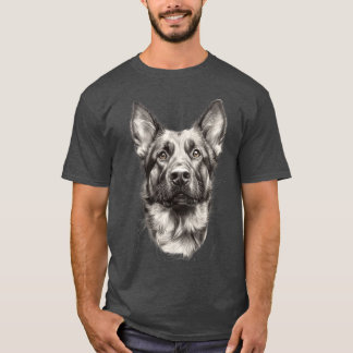 Adorable German Shepherd Sketch Cute Dog T-Shirt