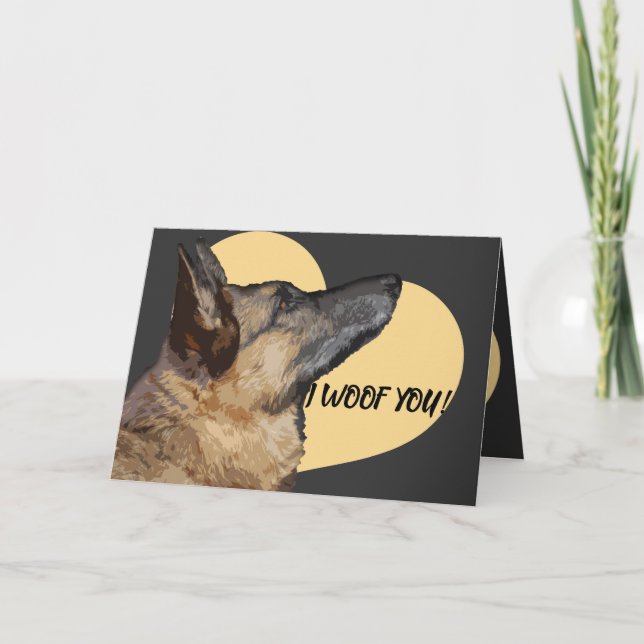 Adorable German Shepherd Valentine's Day Card (Front)