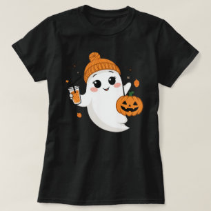 Adorable Ghost Cartoon Halloween Design T-Shirt