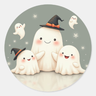 Adorable Ghost Family Classic Round Sticker