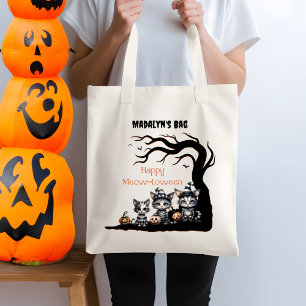 Adorable Ghost Halloween Kittens Trick or Treat Tote Bag