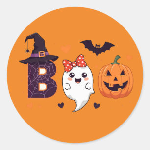 Adorable Ghost Pumpkin Boo Sticker