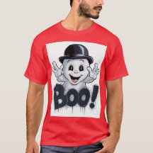 Adorable Ghost with Bowler Hat and 'BOO!' Graffiti
