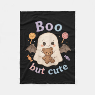 Adorable Ghost With Teddy Bear - Kawaii Soky Cute  Fleece Blanket