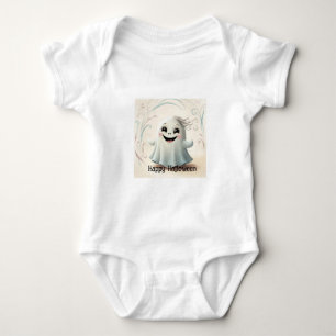 Adorable Ghostly Friend Halloween Design Baby Bodysuit