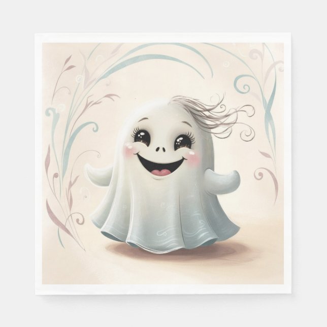 Adorable Ghostly Friend Halloween Design  Napkin (Front)
