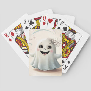 Adorable Ghostly Friend Halloween Design Playing Cards
