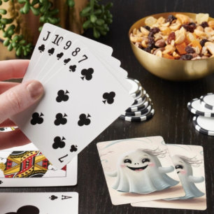 Adorable Ghostly Friend Halloween Design Playing Cards