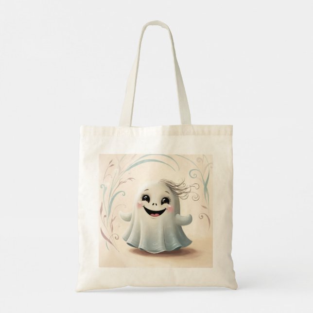 Adorable Ghostly Friend Halloween Design Tote Bag (Back)
