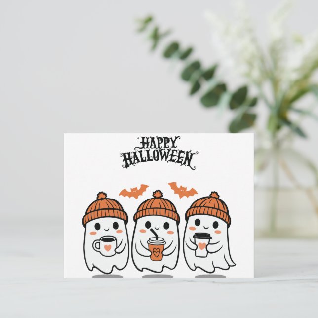 Adorable Ghosts Halloween Postcard – Perfect for S (Standing Front)
