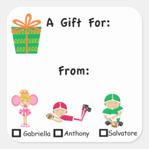 Adorable Gift Tag With Kids Names Sticker