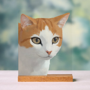 Adorable Ginger Cat Art Acrylic Sign