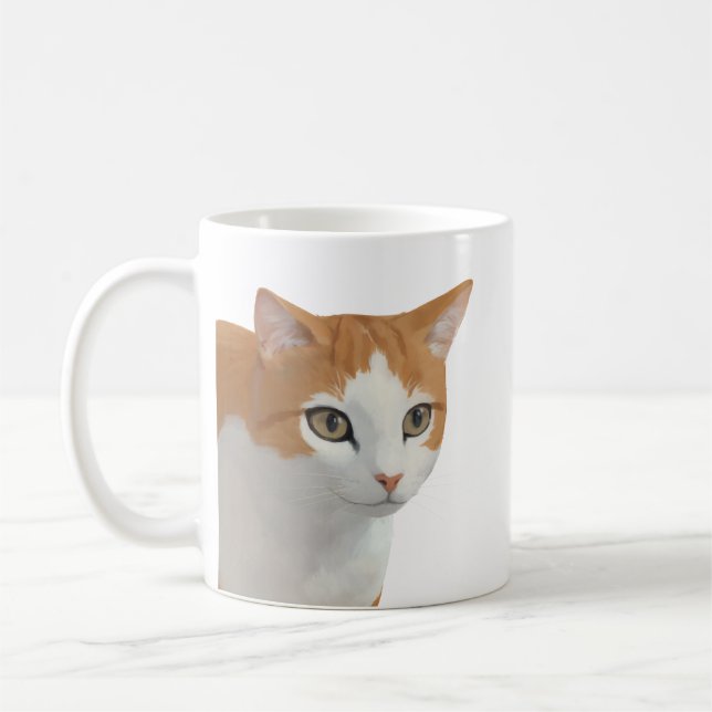 Adorable Ginger Cat Art Coffee Mug (Left)