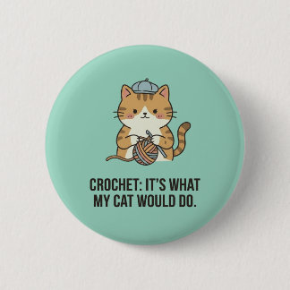 Adorable Ginger Cat Crochet Lover Yarn Ball Design 6 Cm Round Badge