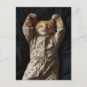 Adorable Ginger Cat in Pjs Postcard