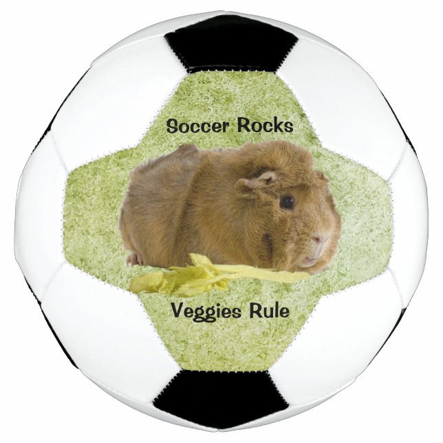Adorable Ginger Guinea Pig Eating Celery Photo Soccer Ball (Front)