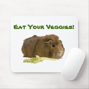 Adorable Ginger Guinea Pig Pet Eating Celery Photo Mouse Pad
