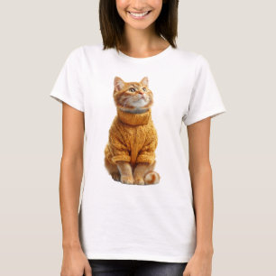 Adorable Ginger Kitten in a Cosy Yellow Knitted T-Shirt