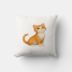 Adorable Ginger Kitten Throw Pillow