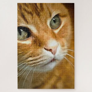 Adorable Ginger Tabby Cat Posing Pet Portrait Jigsaw Puzzle