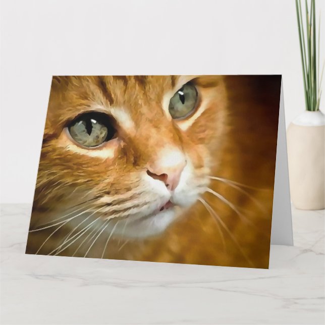 Adorable Ginger Tabby Cat Posing Pet Portrait Thank You Card (Front)