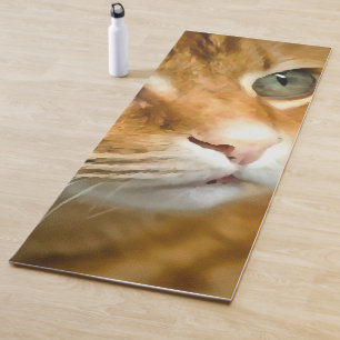 Adorable Ginger Tabby Cat Posing Pet Portrait Yoga Mat