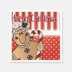 Adorable Gingerbread Man Christmas Fun Napkin