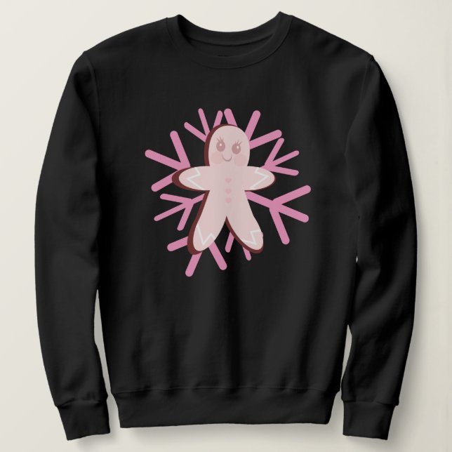 Adorable Gingerbread Snowflake Christmas Winter Sweatshirt (Design Front)