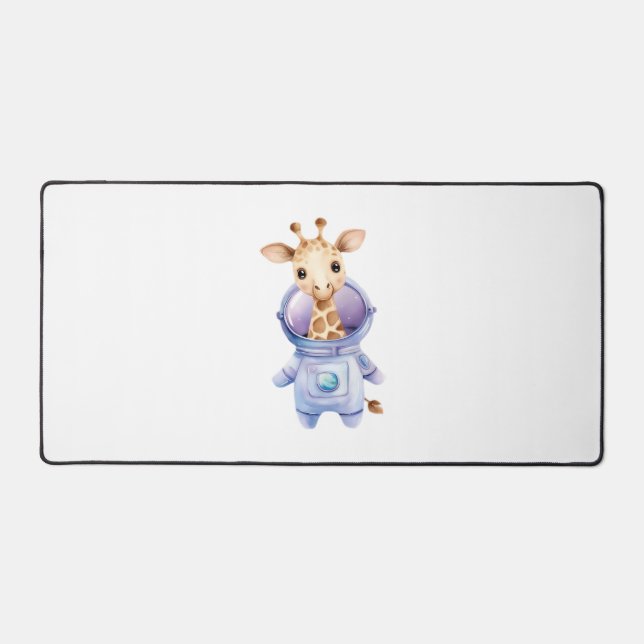 Adorable Giraffe Astronaut Illustration Classic T- Desk Mat (Front)