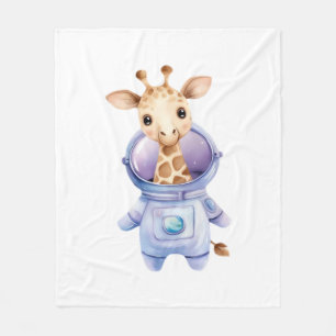 Adorable Giraffe Astronaut Illustration Classic T- Fleece Blanket