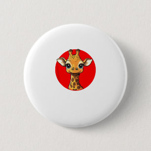 Adorable Giraffe Face Big Eyed Cartoon Art 6 Cm Round Badge