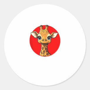 Adorable Giraffe Face Big Eyed Cartoon Art Classic Round Sticker
