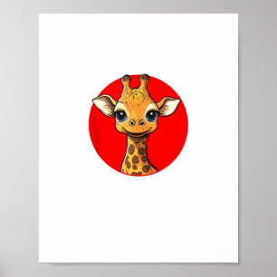 Adorable Giraffe Face Big Eyed Cartoon Art  Poster