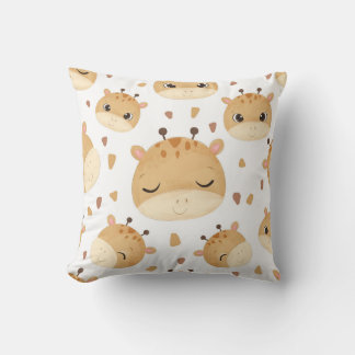 Adorable Giraffe Faces Pattern Cushion