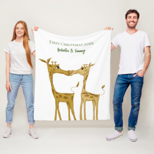 Adorable Giraffe Lovers  Fleece Blanket