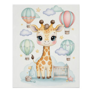 Adorable Giraffe Nursery Room Poster. Poster