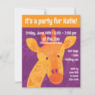 Adorable Giraffe Party Invitation with envelope