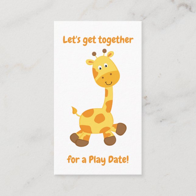 Adorable Giraffe Playdate Calling Card (Front)