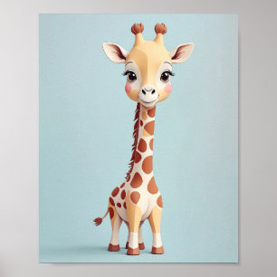 Adorable Giraffe - Safari Animal Nursery Wall Art 