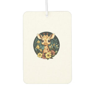 Adorable Giraffe Surrounded By Flowers _4 Car Air Freshener
