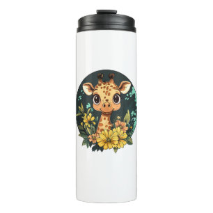 Adorable Giraffe Surrounded By Flowers _4 Thermal Tumbler