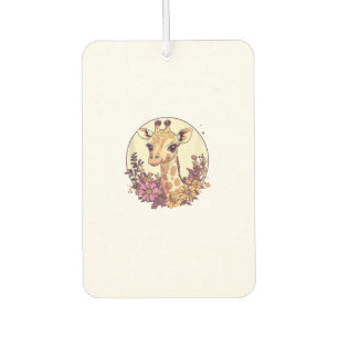 Adorable Giraffe Surrounded By Flowers _7 Car Air Freshener