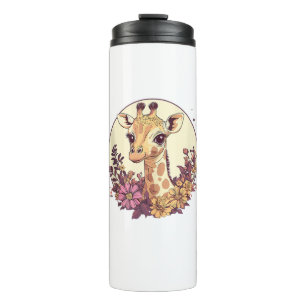 Adorable Giraffe Surrounded By Flowers _7 Thermal Tumbler