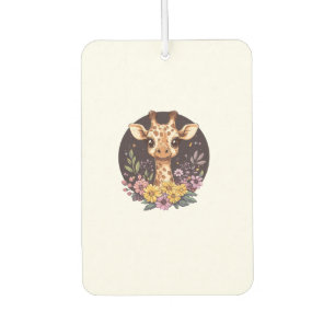 Adorable Giraffe Surrounded By Flowers Car Air Freshener