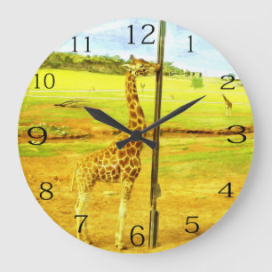 Adorable Giraffe Watercolour, Large Clock